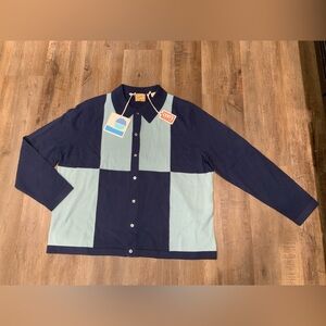 LVC Levi's Vintage Clothing Sportswear Blue Daze Wool Colorblock Shirt Men's XL